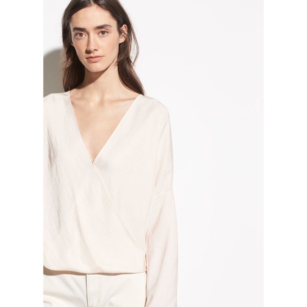 NWT VINCE - Crossover Blouse in Oat Blush